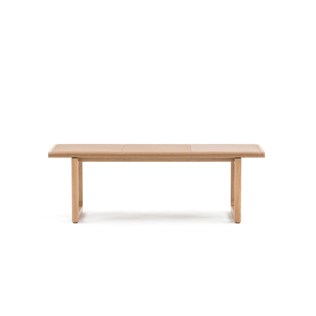 Hover Bench - Light Oak & Pecan Leather - Benches Tolv Loom Collection Dubai