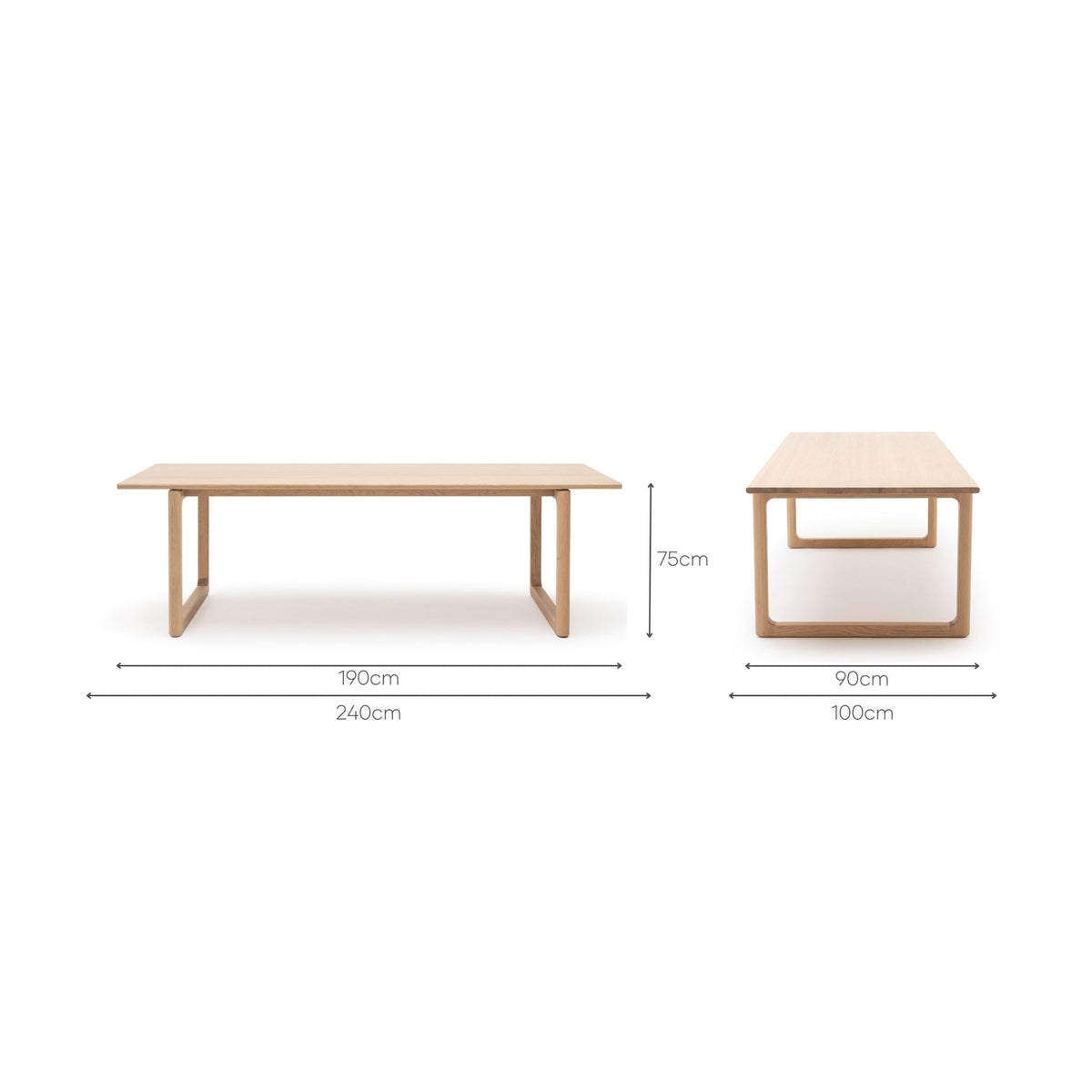 Hover Dining Table - Blonde Oak - Rectangular Dining Tables Tolv Loom Collection Dubai