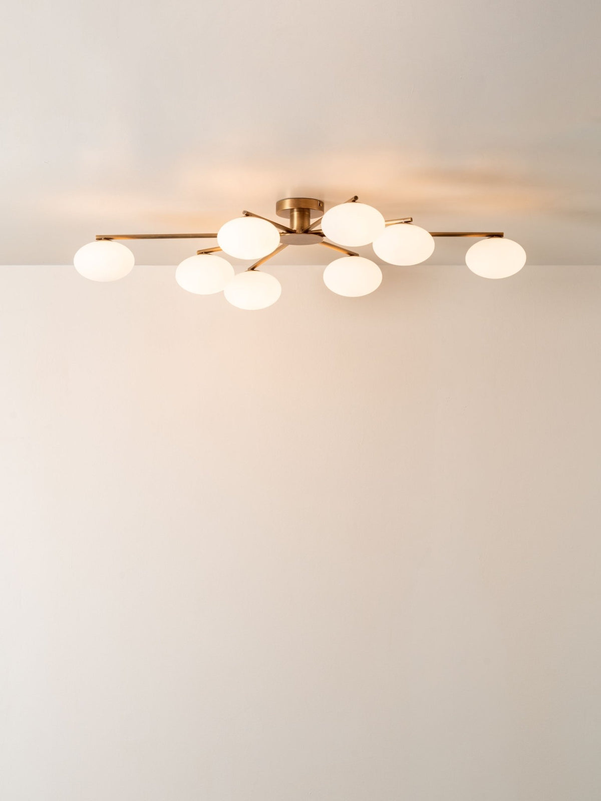 Imperial - 8 Light Aged Brass And Opal Flush Pendant