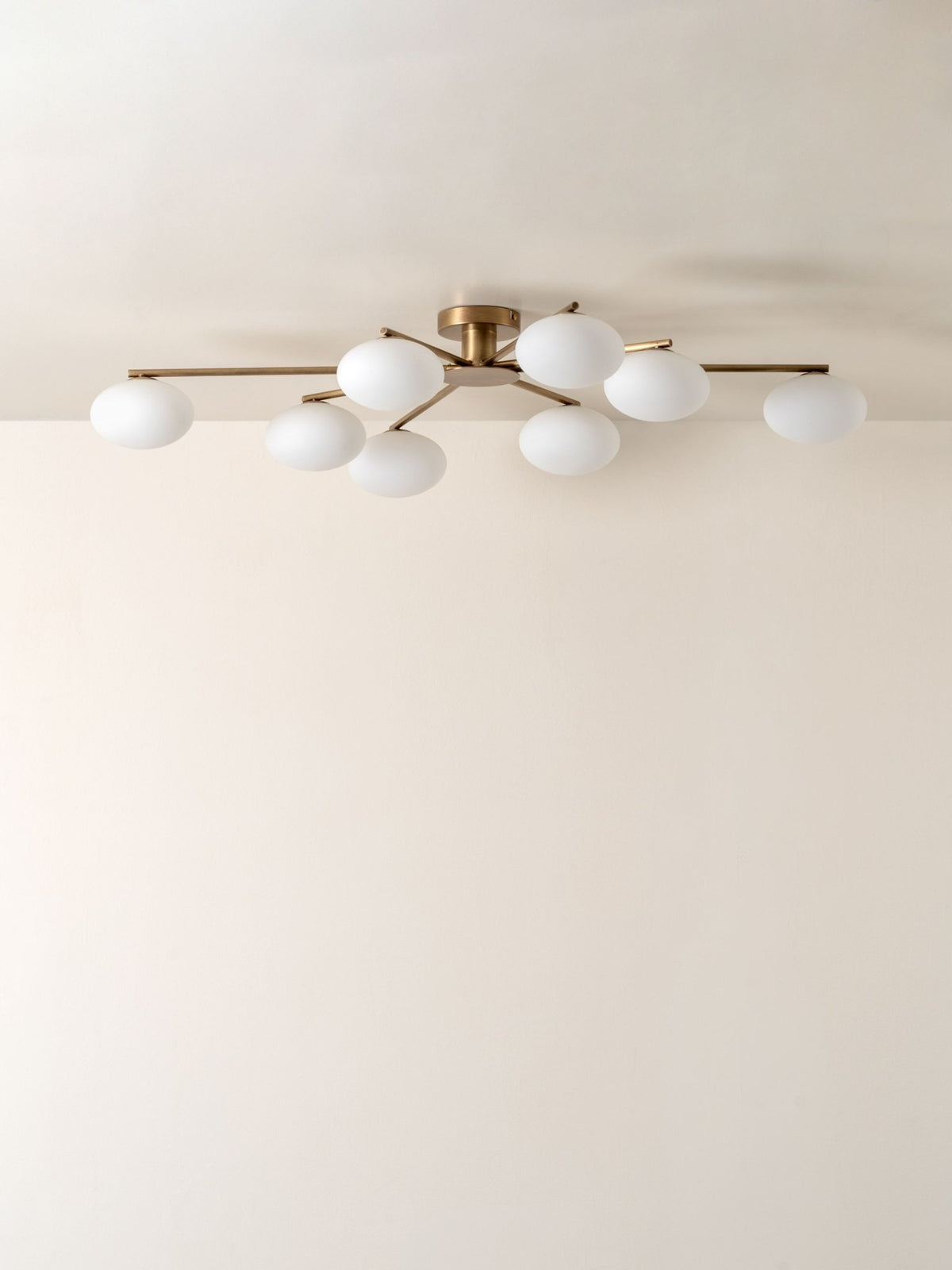 Imperial - 8 Light Aged Brass And Opal Flush Pendant
