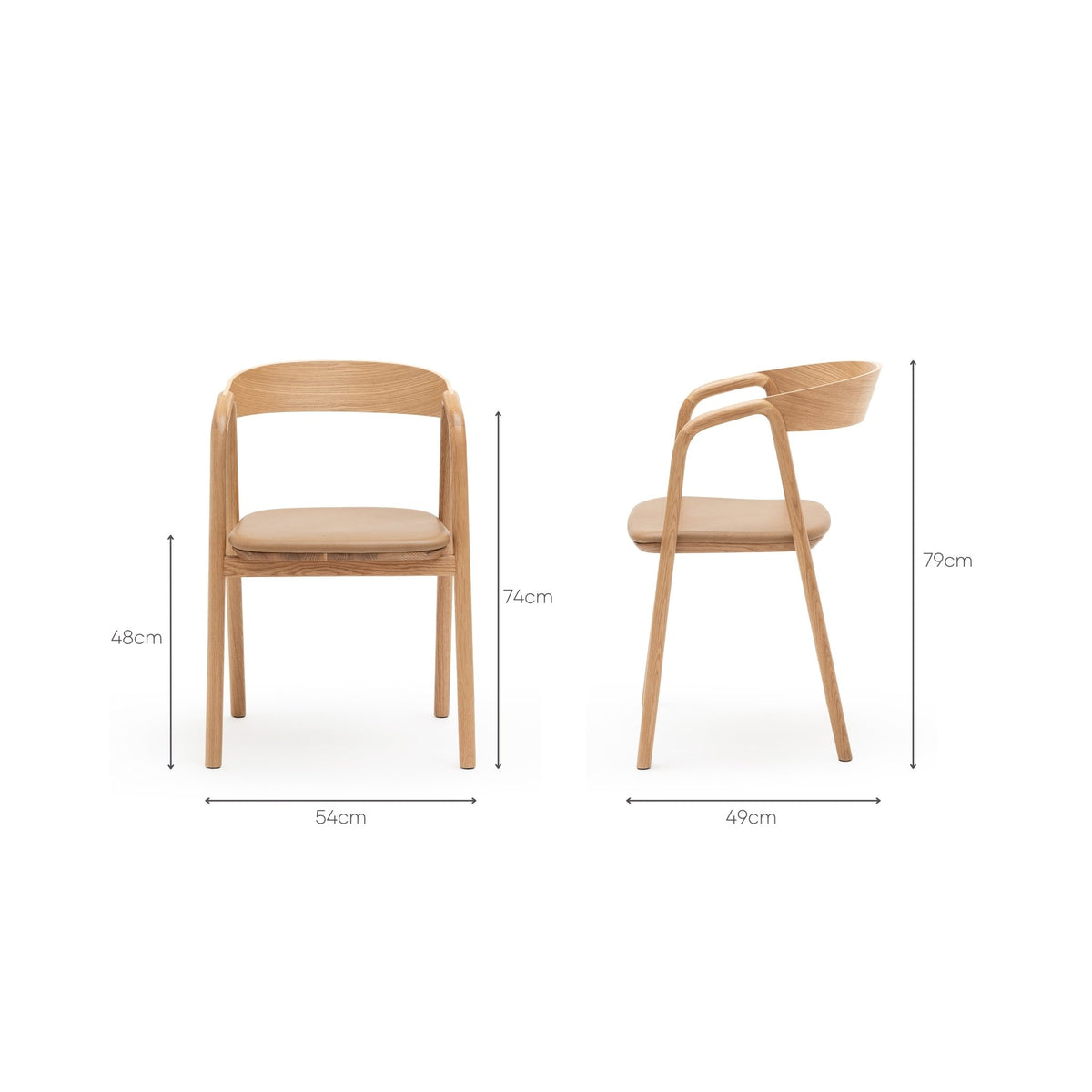 Inlay Chair - Light Oak & Pecan Leather
