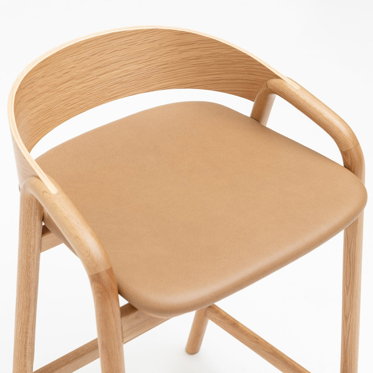 Inlay Counter Chair - Light Oak & Pecan Leather