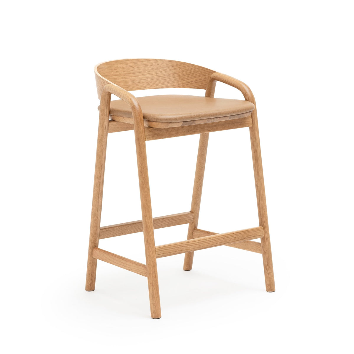 Inlay Counter Chair - Light Oak & Pecan Leather