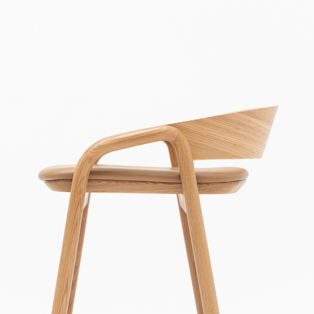Inlay Counter Chair - Light Oak & Pecan Leather