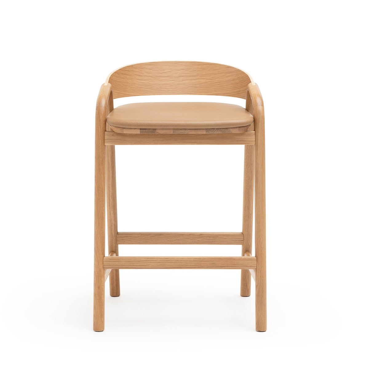 Inlay Counter Chair - Light Oak & Pecan Leather