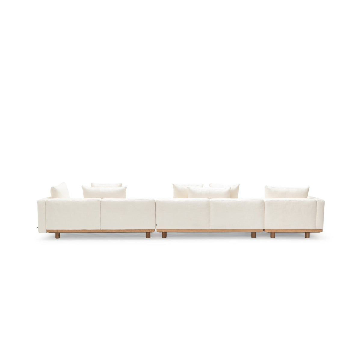 Islet Extra Large L Shaped Sofa - Light Oak & Cobbler Panna Cotta