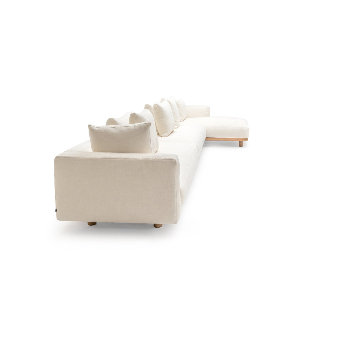 Islet Extra Large L Shaped Sofa - Light Oak & Cobbler Panna Cotta