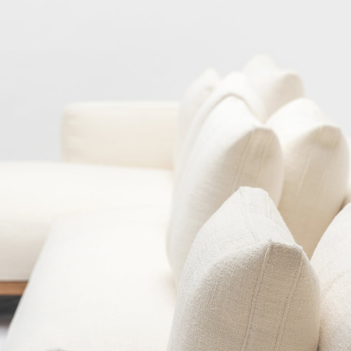 Islet Extra Large L Shaped Sofa - Light Oak & Cobbler Panna Cotta