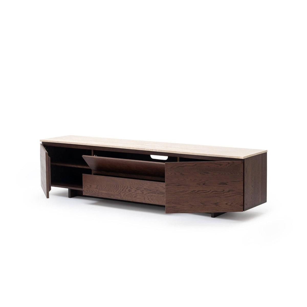 Kami 220 Entertainment Unit - Espresso Oak & Travertine - TV and Entertainment Units Tolv Loom Collection Dubai
