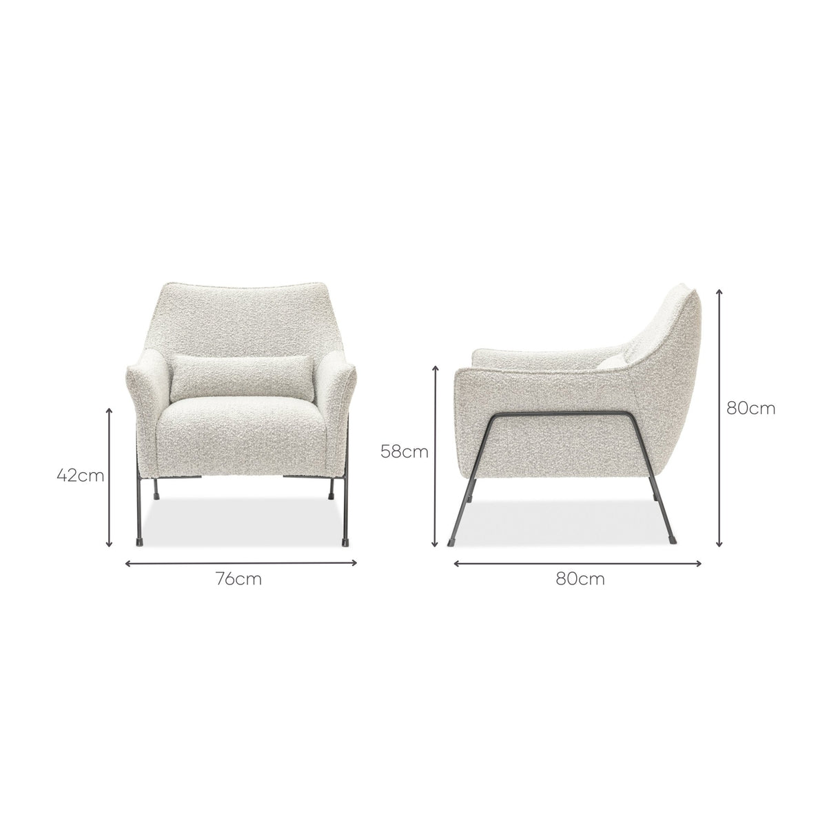 Kubik Accent Chair - Salt & Pepper Boucle