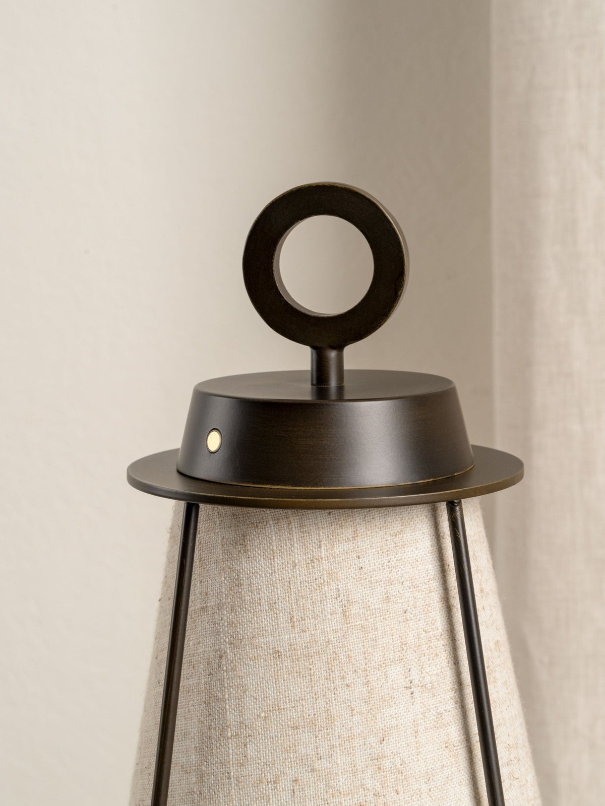 Lanterna - Bronze And Linen Rechargeable Table Lamp