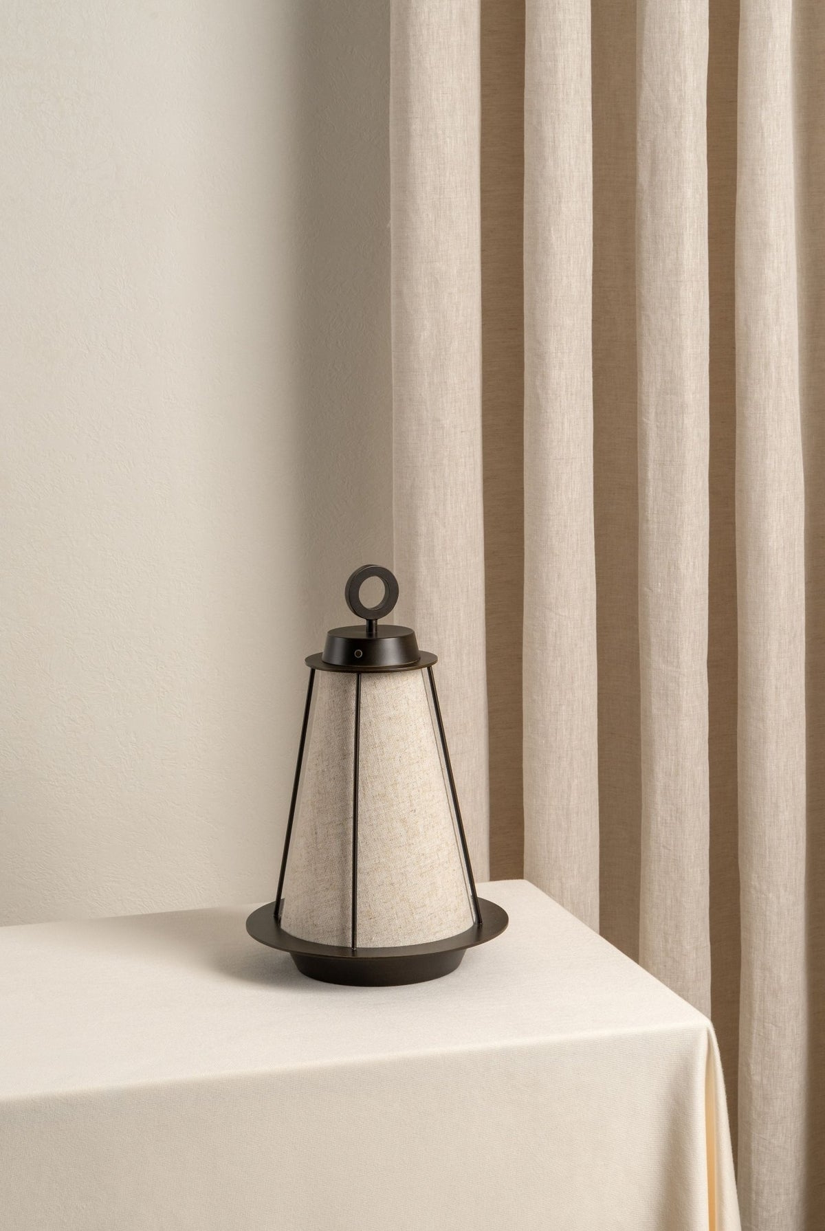 Lanterna - Bronze And Linen Rechargeable Table Lamp