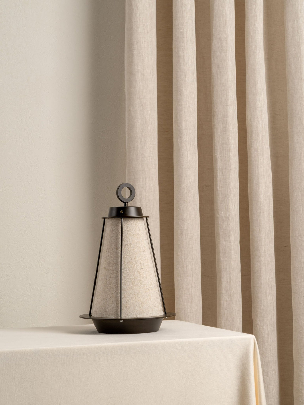 Lanterna - Bronze And Linen Rechargeable Table Lamp