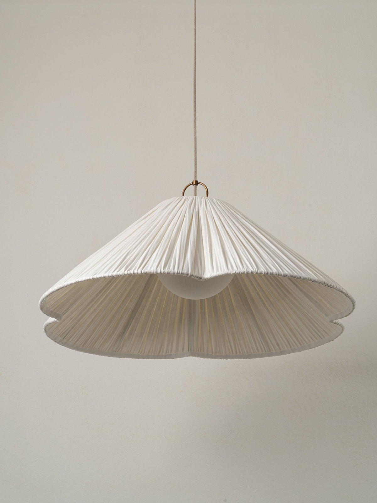 Lindi - Aged Brass And Linen Oversized Scalloped Pendant