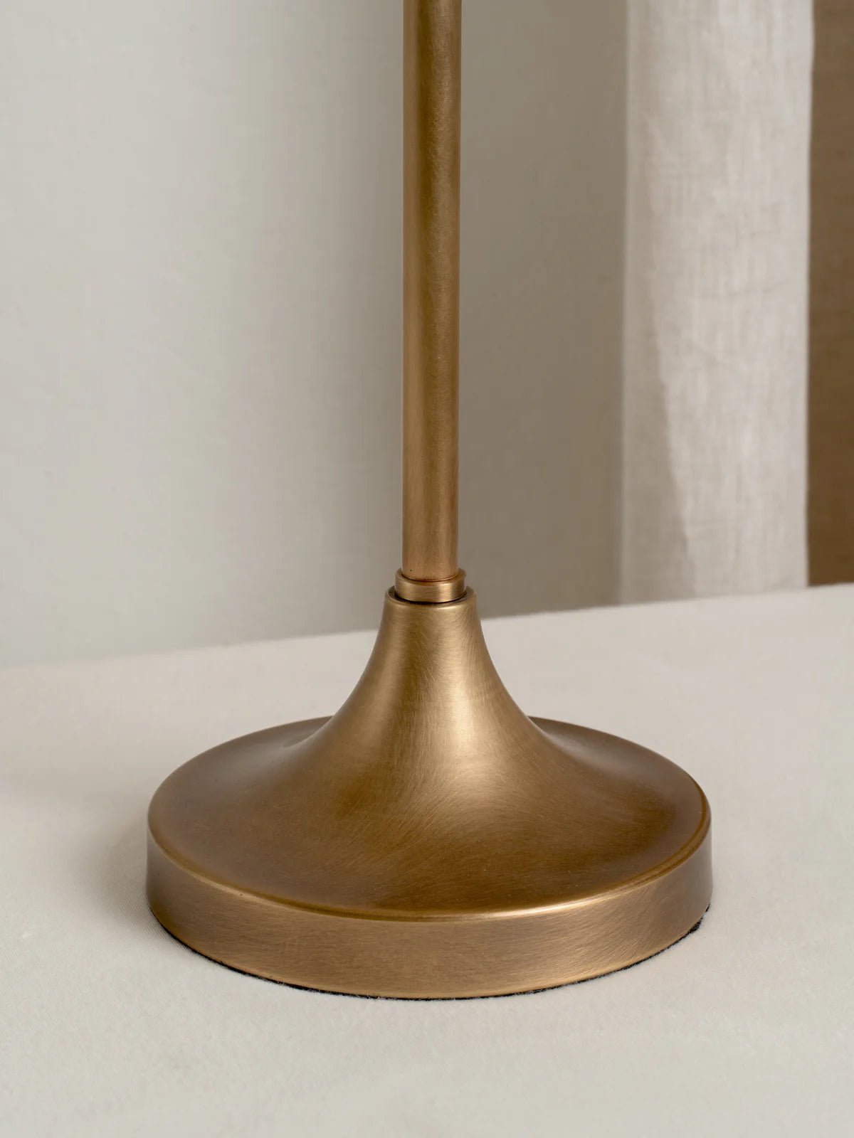 Lindi - Aged Brass And Scalloped Linen Table Lamp - Table Lamps Lights&Lamps Loom Collection Dubai