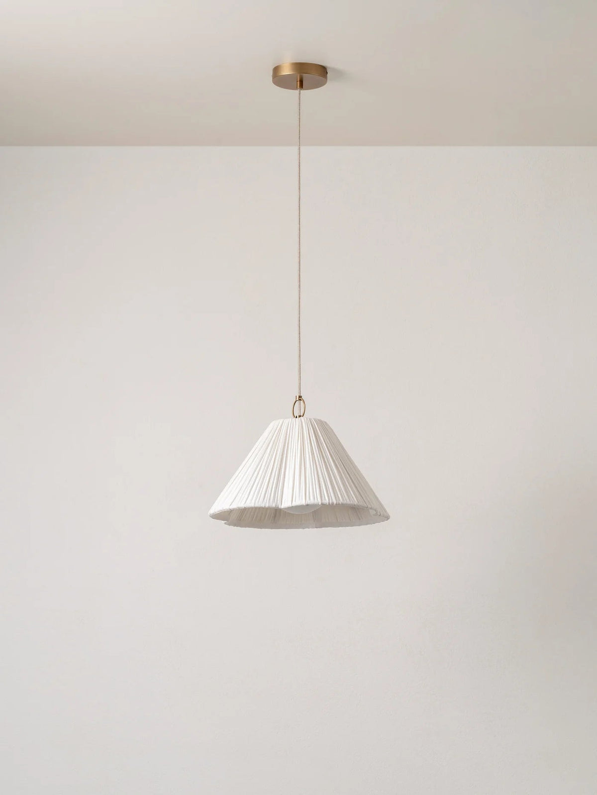Lindi - Small Aged Brass And Linen Scalloped Pendant - Ceiling Lights Lights&Lamps Loom Collection Dubai