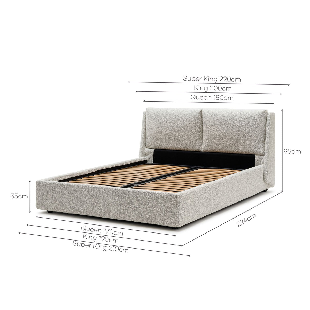 Lorenzo Bed With Storage - Salt & Pepper - Beds Loom Collection Loom Collection Dubai