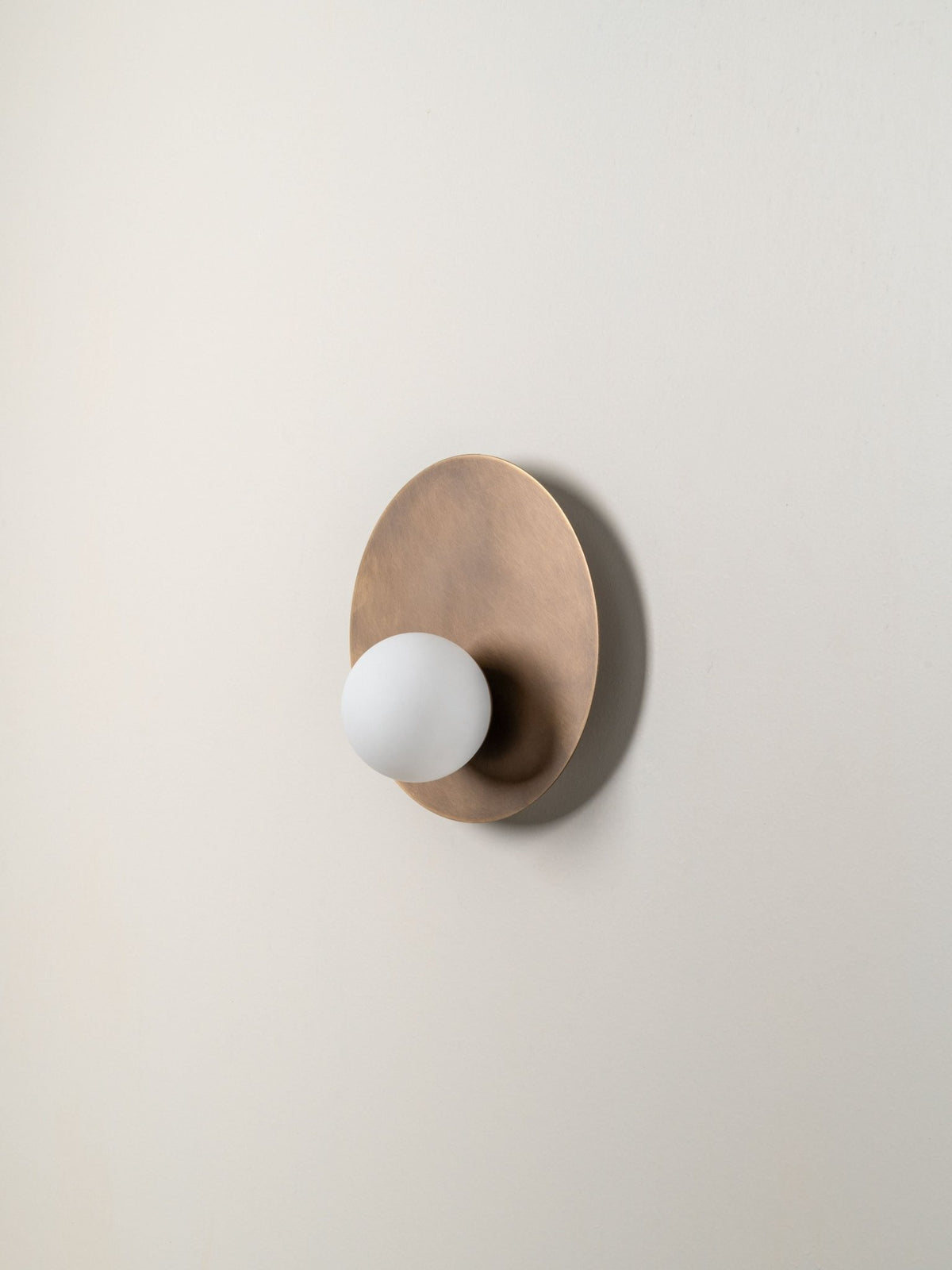 Luna - Aged Brass And Opal Disc Wall Light