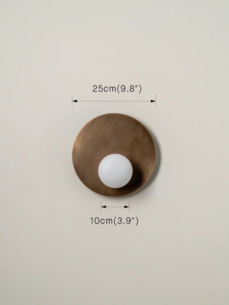Luna - Aged Brass And Opal Disc Wall Light