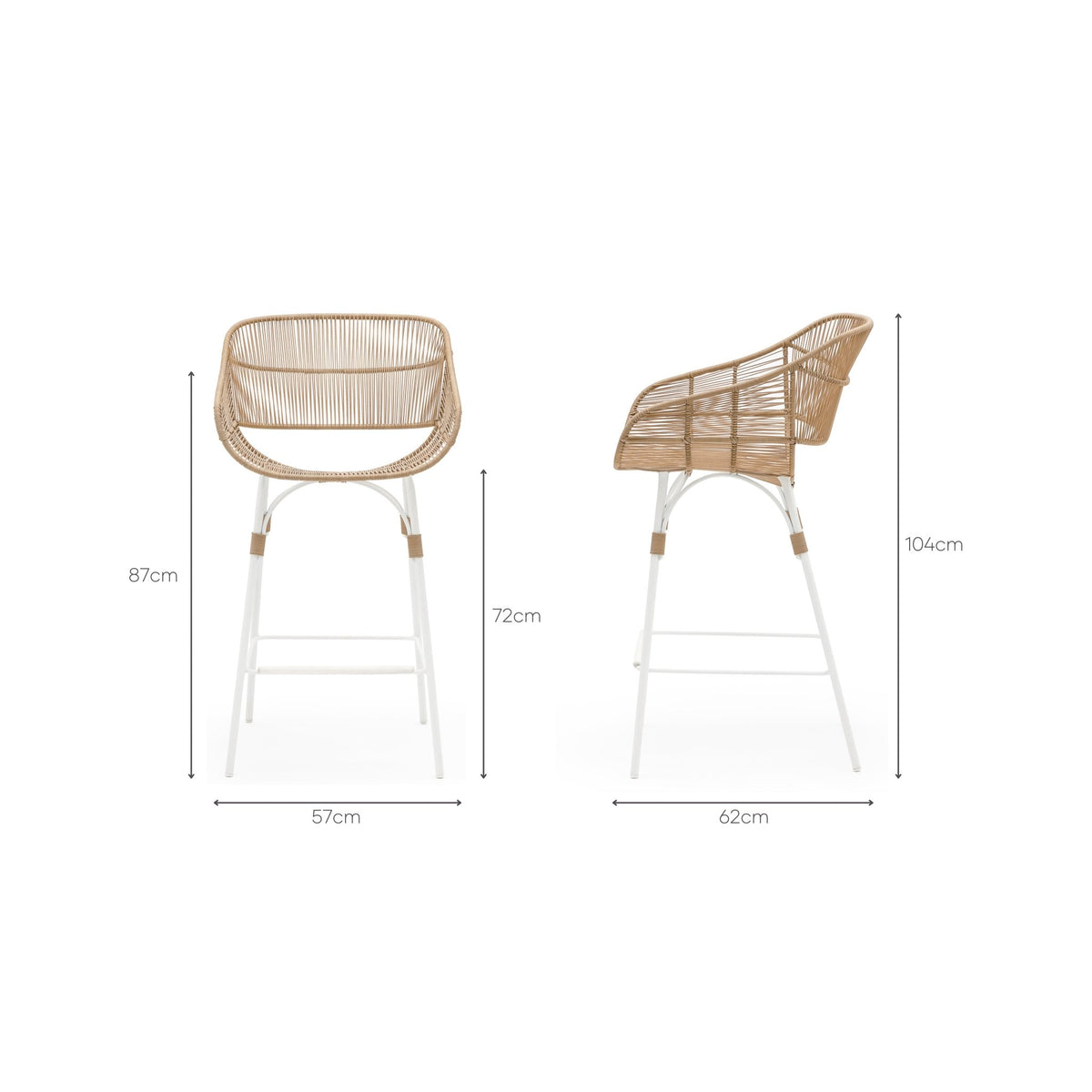 Marina Bar Stool - Stonewhite & Natural