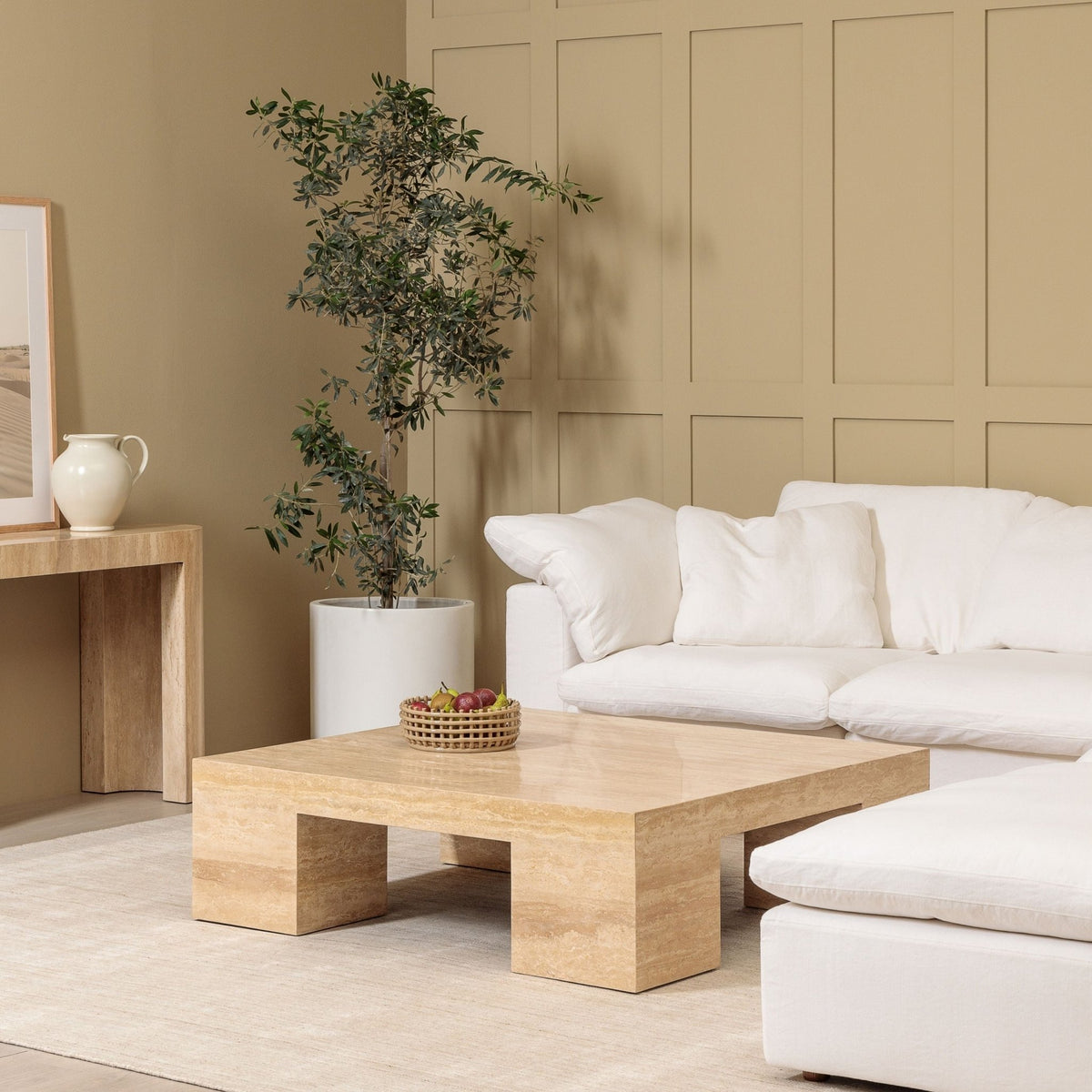 Marlowe Coffee Table - Travertine - Coffee Tables Loom Collection Loom Collection Dubai