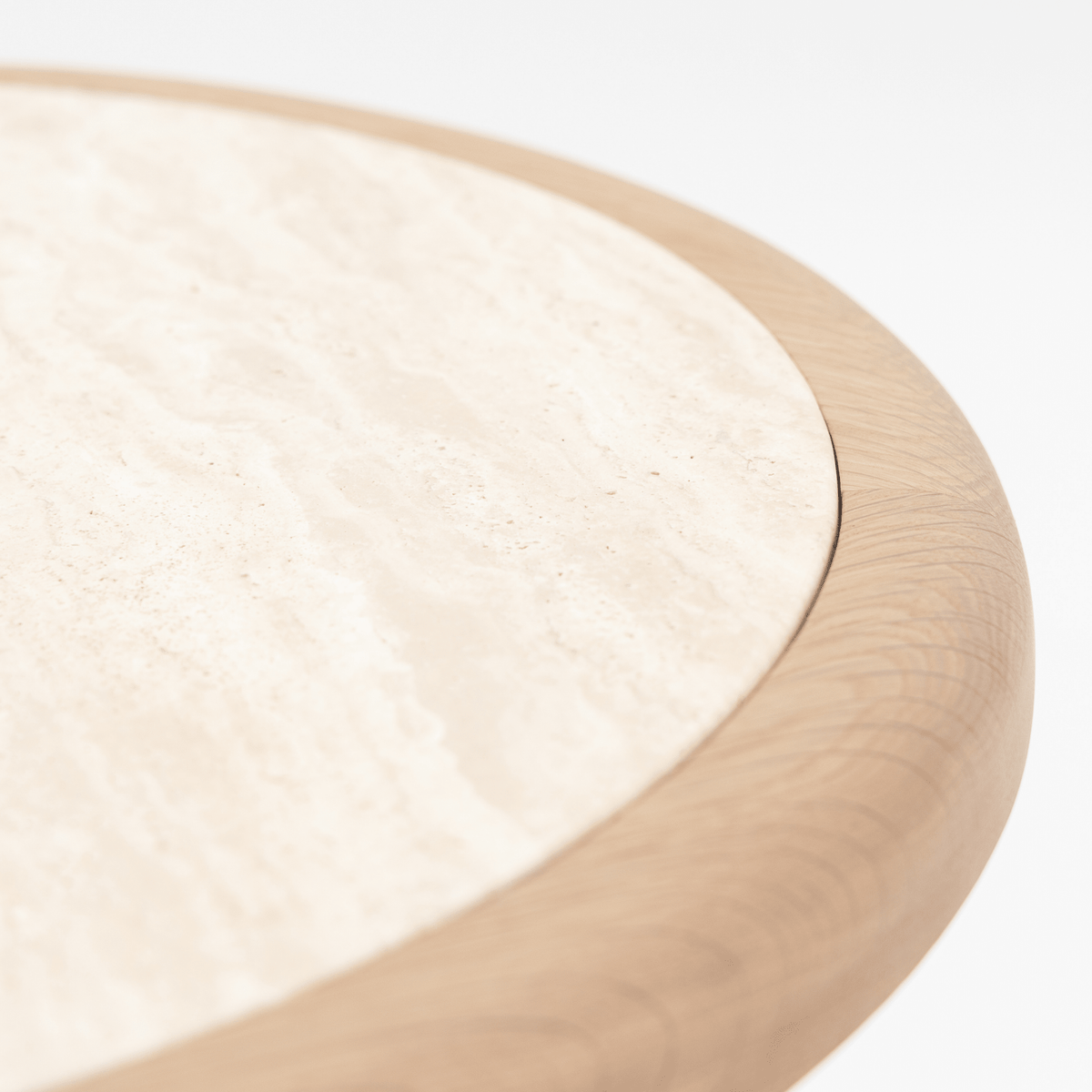 Meld Side Table - Blonde Oak & Travertine - Side Tables Tolv Loom Collection Dubai