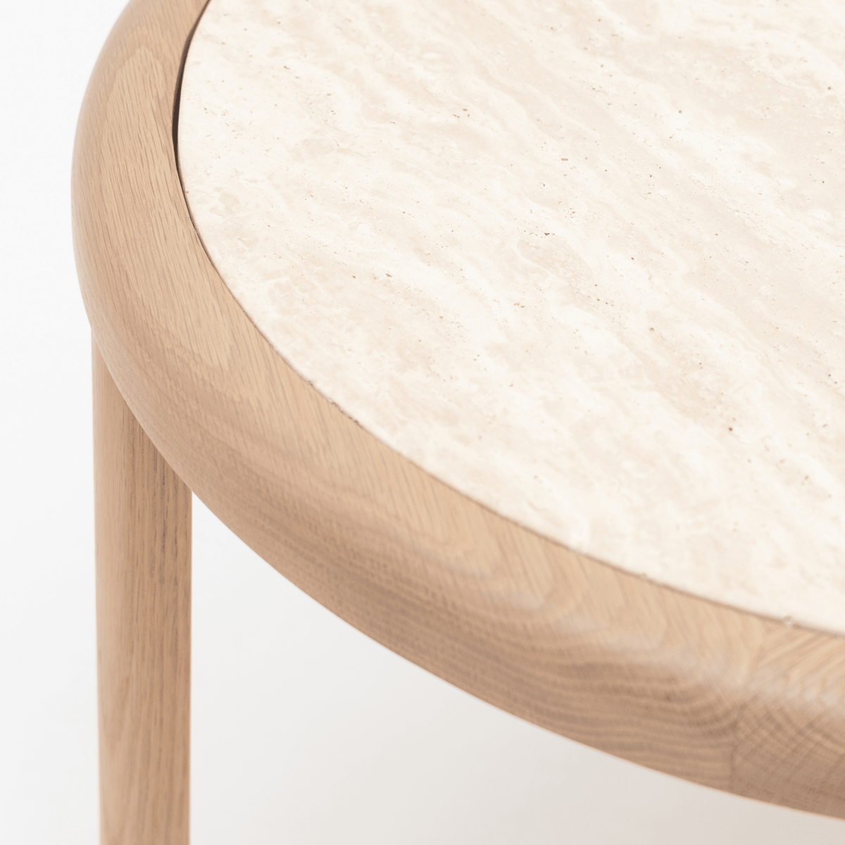 Meld Side Table - Blonde Oak & Travertine - Side Tables Tolv Loom Collection Dubai