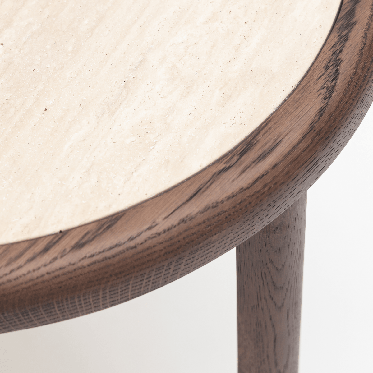 Meld Side Table - Espresso Oak & Travertine - Side Tables Tolv Loom Collection Dubai