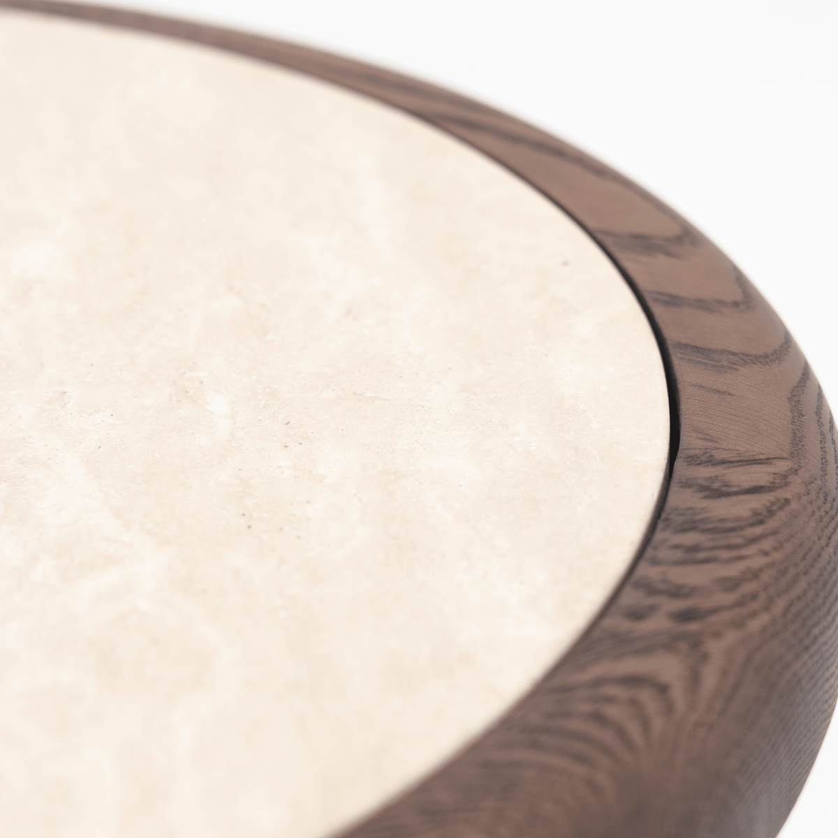 Meld Side Table - Espresso Oak & Travertine - Side Tables Tolv Loom Collection Dubai