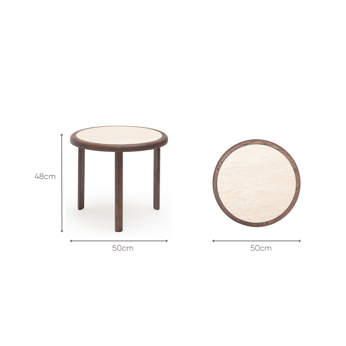 Meld Side Table - Espresso Oak & Travertine - Side Tables Tolv Loom Collection Dubai