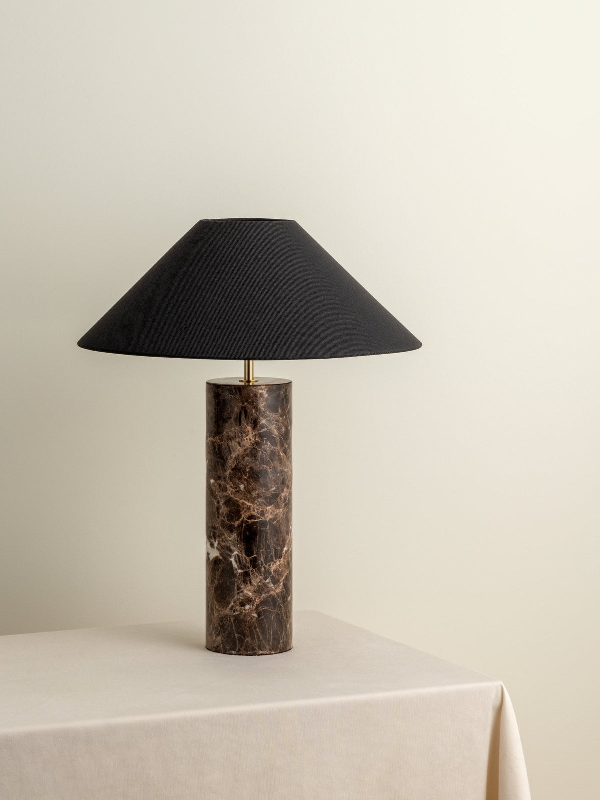 Morola - 1 Light Large Brown Marble Cylinder Table Lamp
