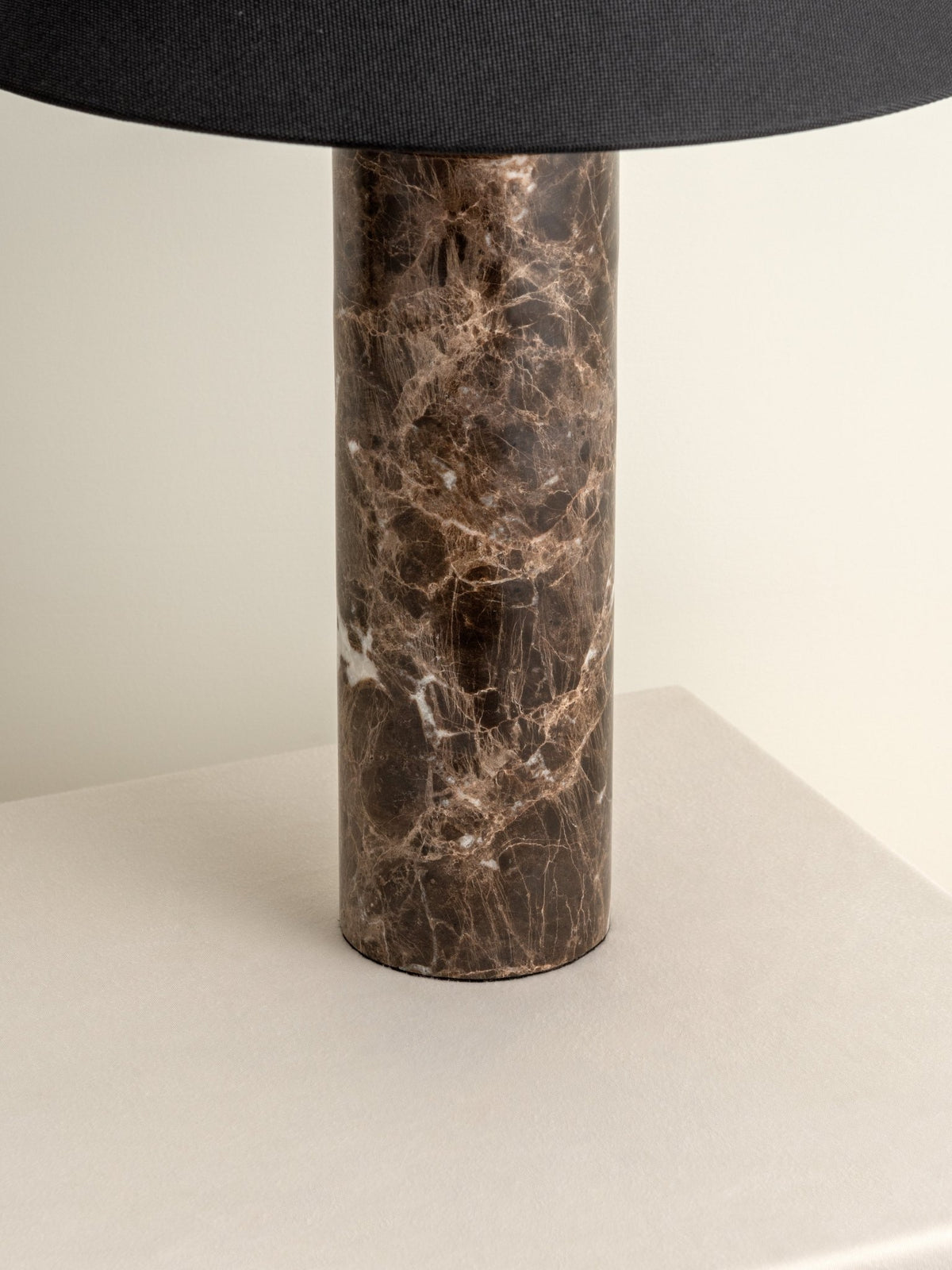 Morola - 1 Light Large Brown Marble Cylinder Table Lamp