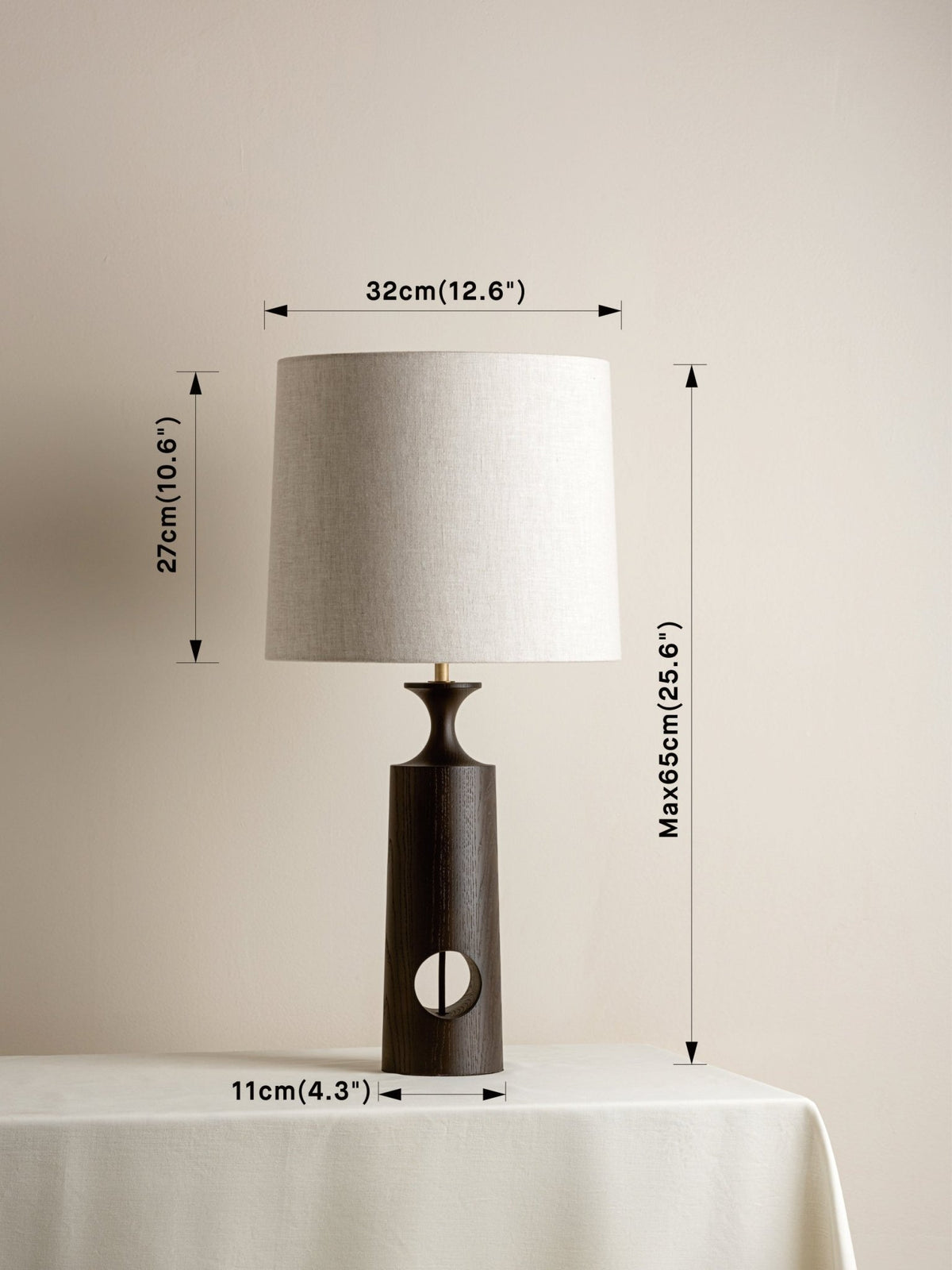 Morton - Dark Wood And Linen Table Lamp.