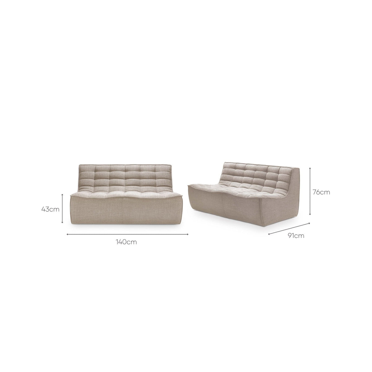 N701 Sofa - Beige - 2 Seater - Sofas Ethnicraft Loom Collection Dubai