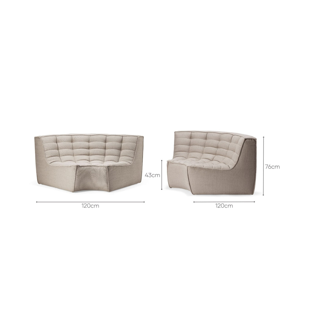 N701 Sofa - Beige - Round Corner - Sofas Ethnicraft Loom Collection Dubai