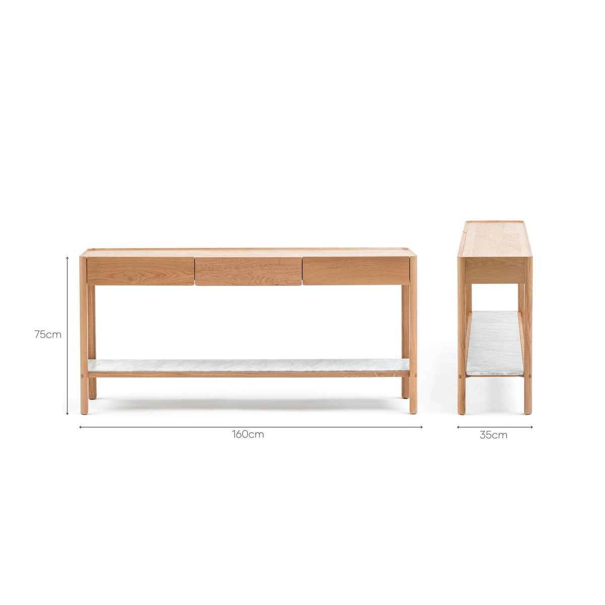 Nell Console - Light Oak & Bianca Carrara