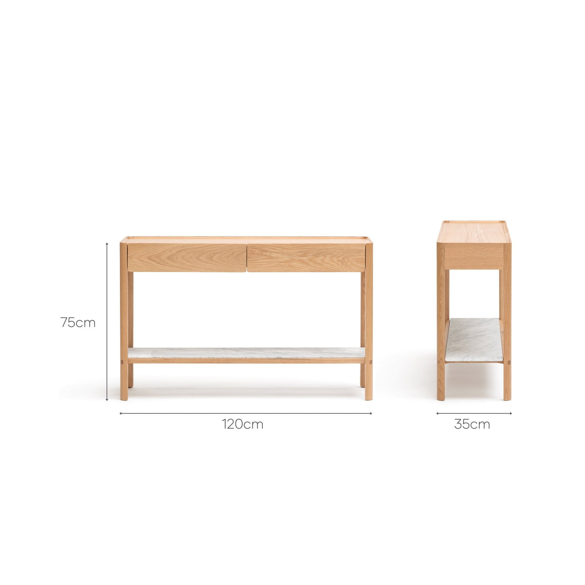 Nell Console - Light Oak & Bianca Carrara