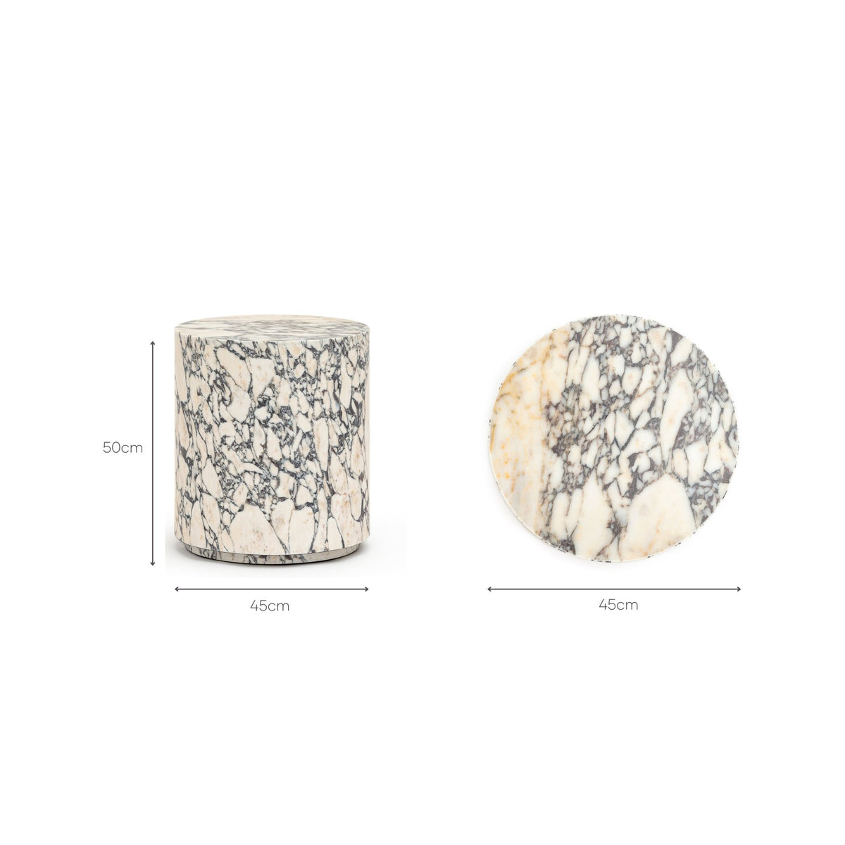 Nuba Cylinder Side Table - Calacatta Viola