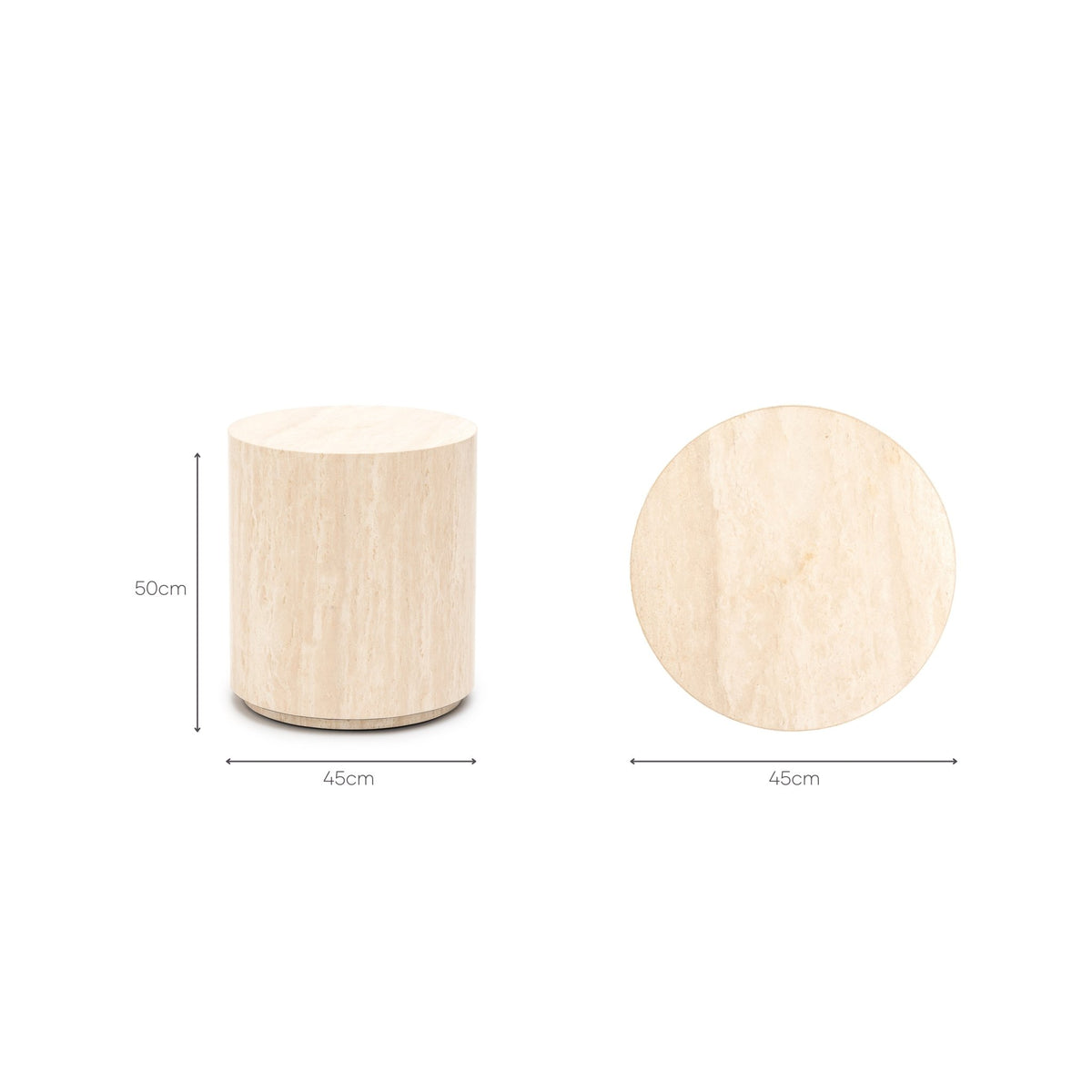 Nuba Cylinder Side Table - Travertine