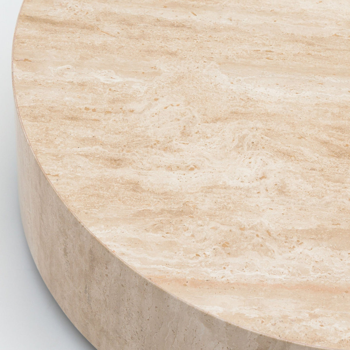 Nuba Round Coffee Table - Travertine - Coffee Tables Loom Collection Loom Collection Dubai