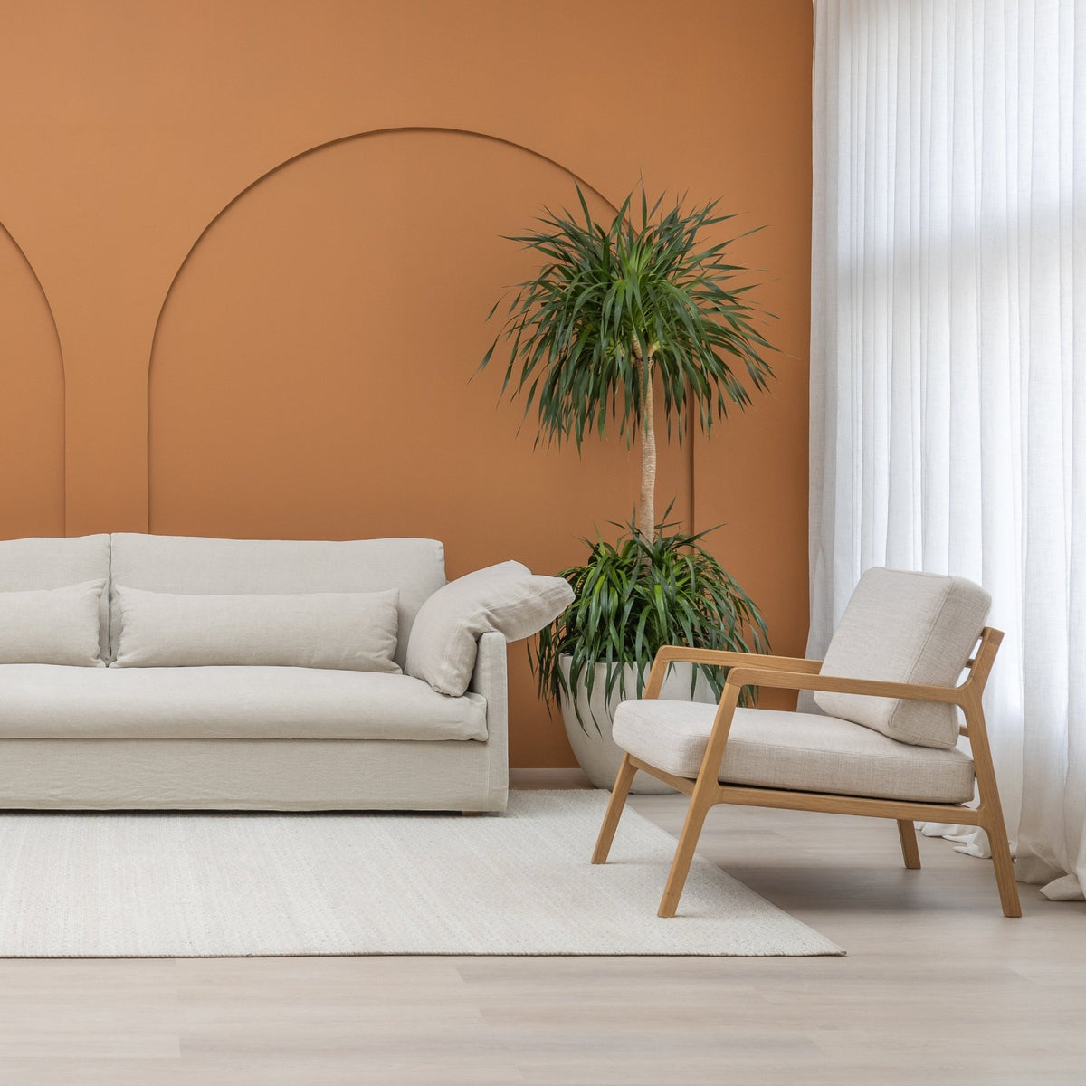 Nysse Armchair - Light Oak & Oatmeal