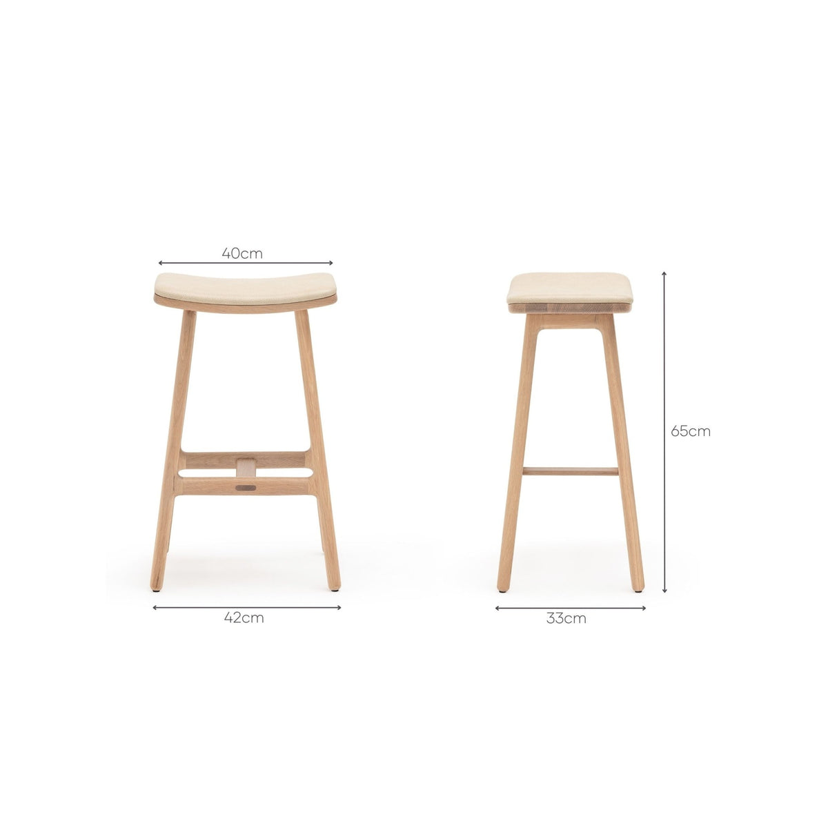 Odd Counter Stool - Blonde Oak & Limestone Leather - Bar & Counter Stools Tolv Loom Collection Dubai