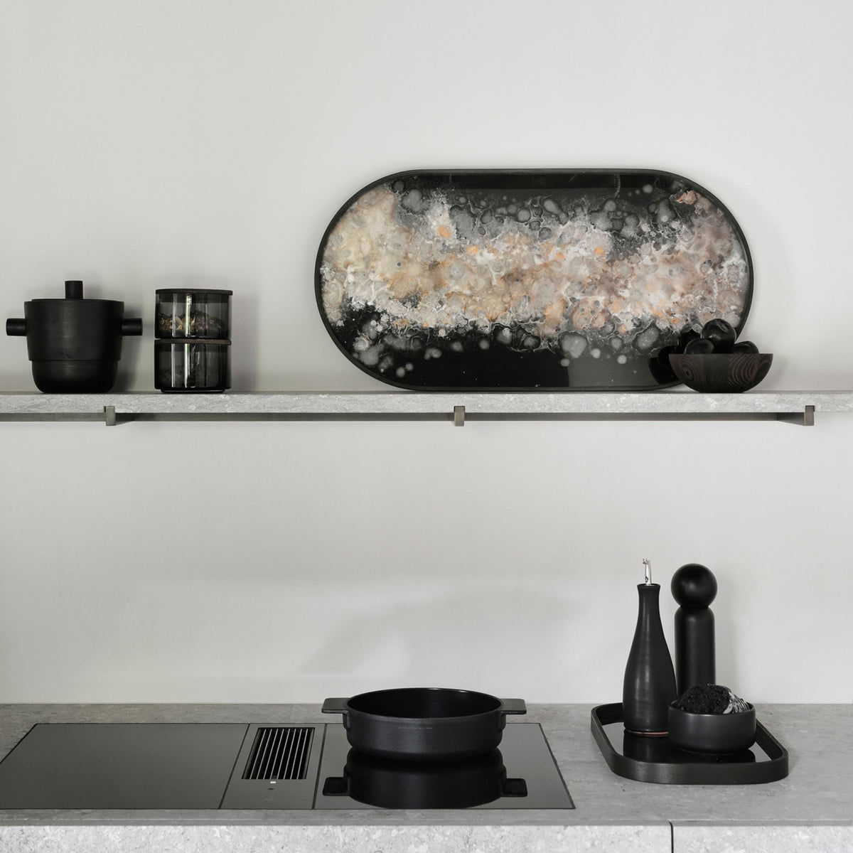 Organic Glass Tray - Black - Trays Ethnicraft Loom Collection Dubai