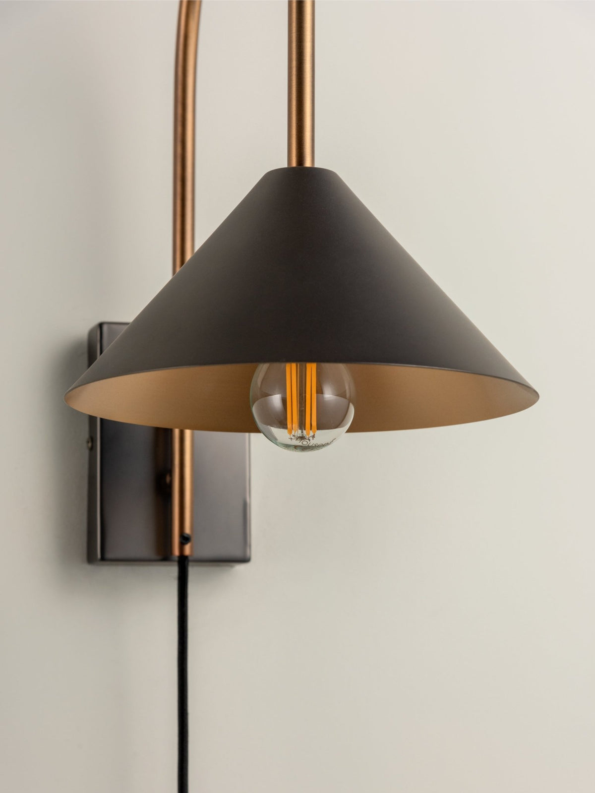 Orta - 1 Light Antique Silver And Burnish Brass Cone Wall Light