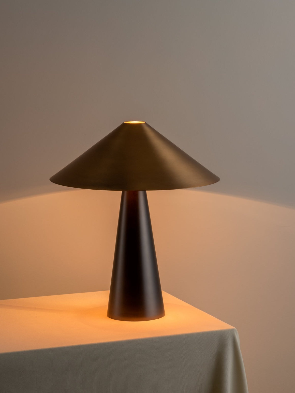 Orta - 1 Light Antique Silver And Burnished Brass Cone Table Lamp