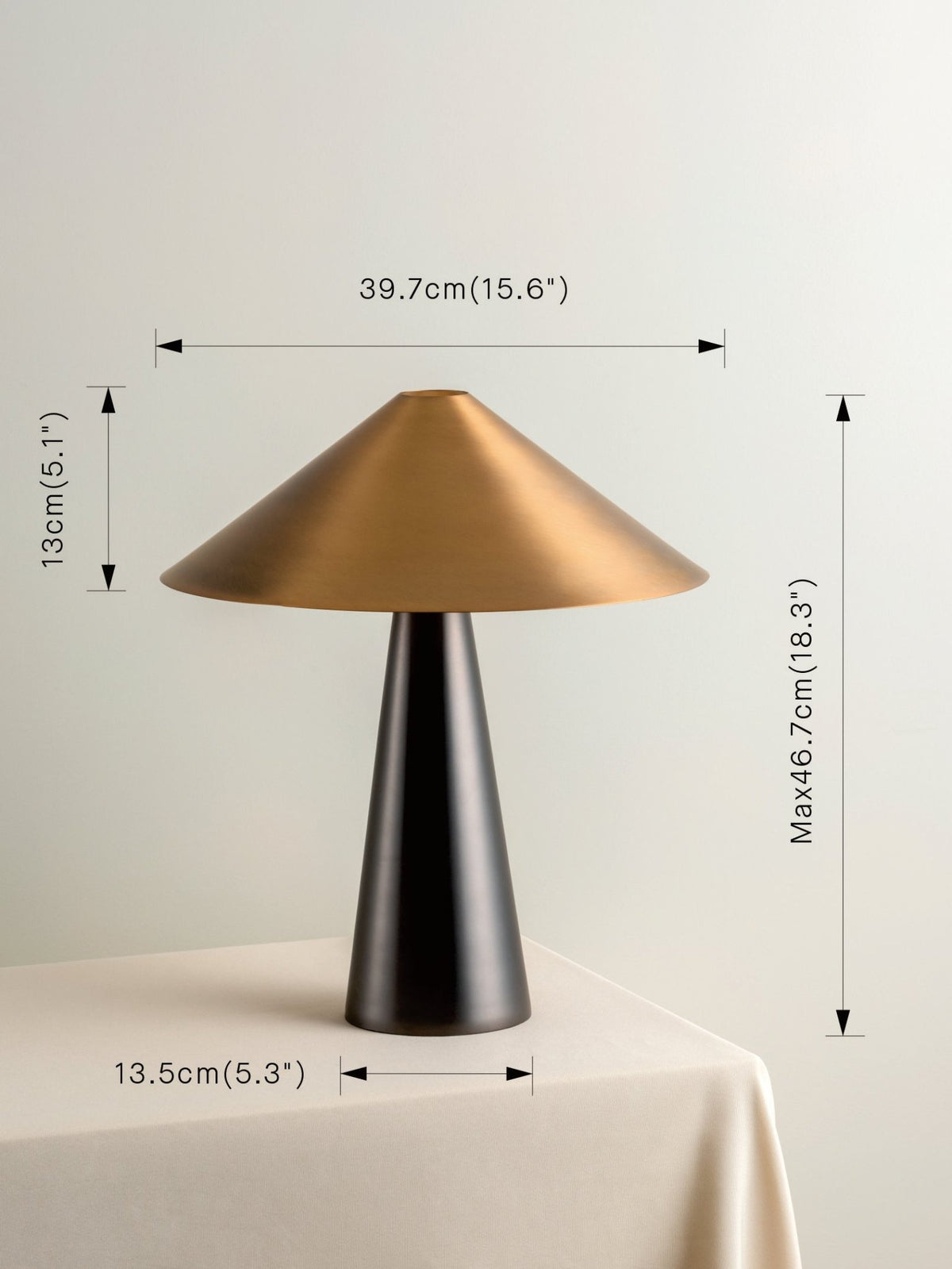 Orta - 1 Light Antique Silver And Burnished Brass Cone Table Lamp