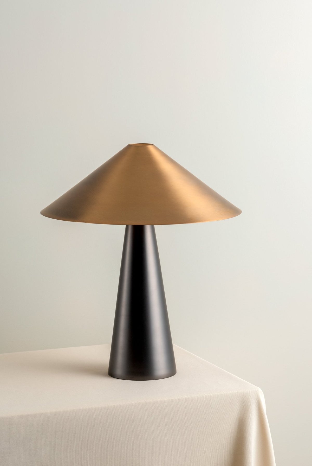 Orta - 1 Light Antique Silver And Burnished Brass Cone Table Lamp