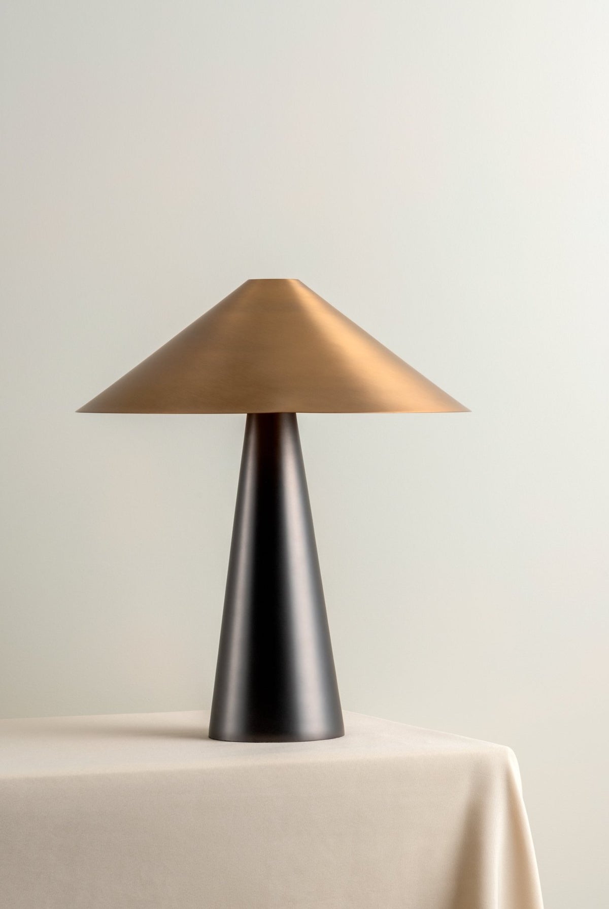 Orta - 1 Light Antique Silver And Burnished Brass Cone Table Lamp