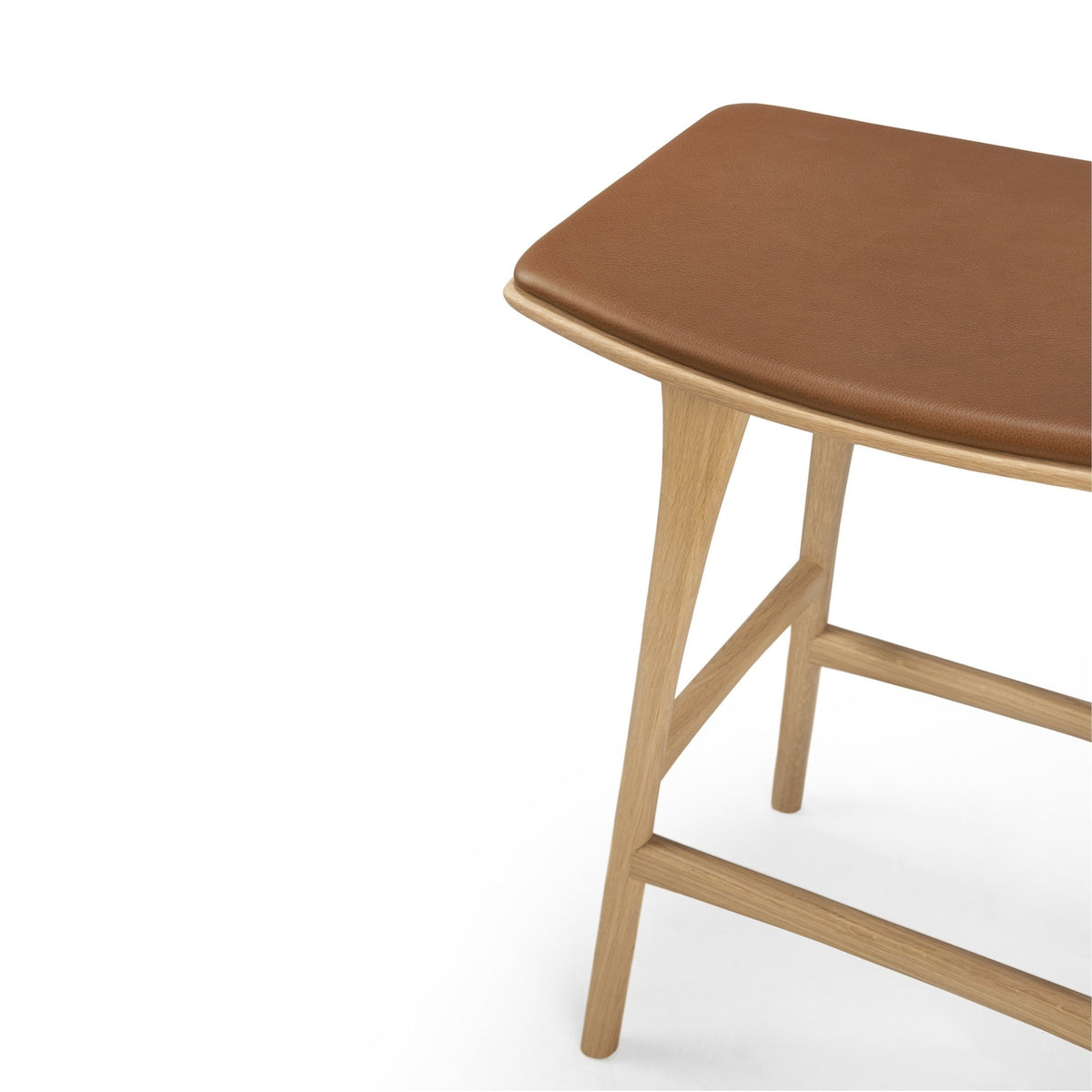 Osso Counter Stool - Varnished Oak - Cognac Leather