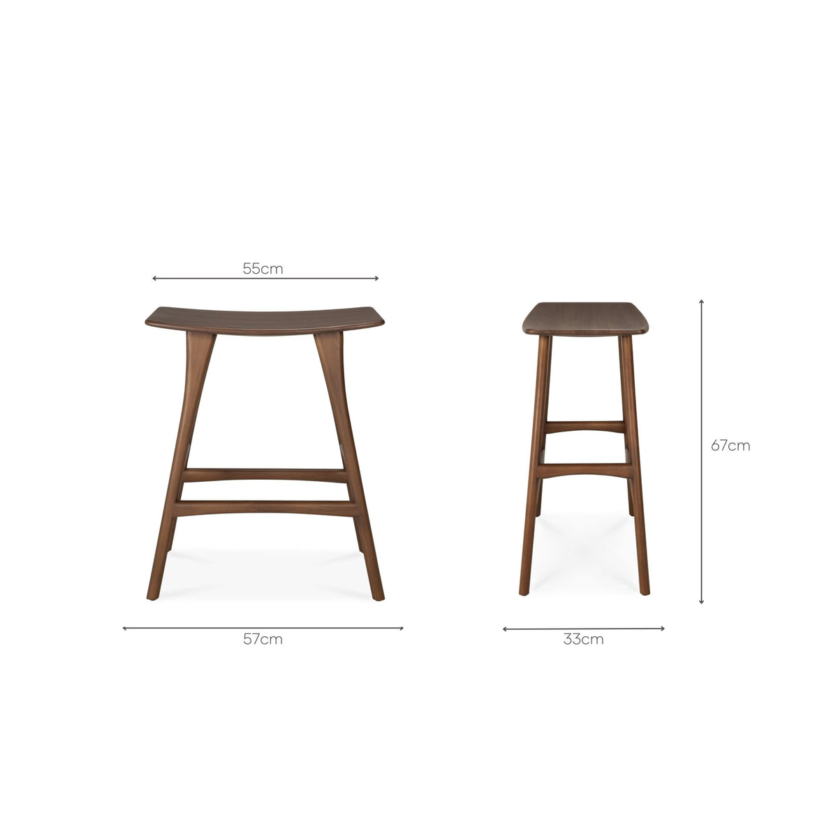 Osso Counter Stool - Varnished Teak - Bar & Counter Stools Ethnicraft Loom Collection Dubai